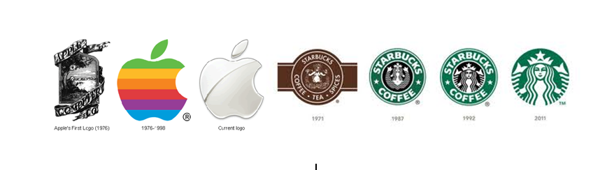 Evolução logo da Apple e Starbucks