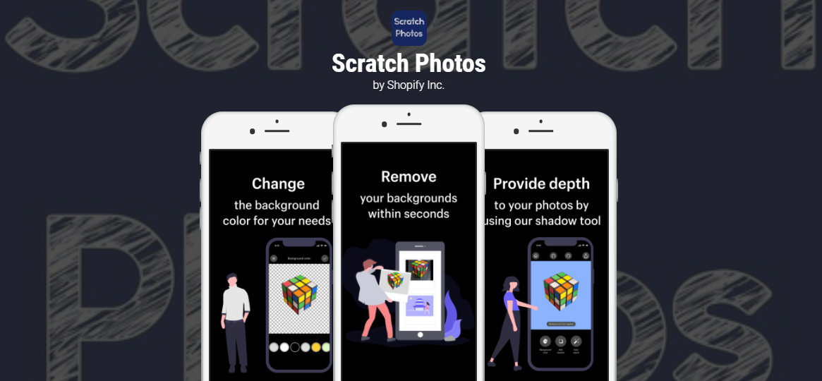 como tirar fundo de imagem com app Scratch Photos de Shopify